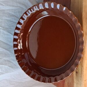 Paula Deen Stonewear 9" Pie Dish Brown Green